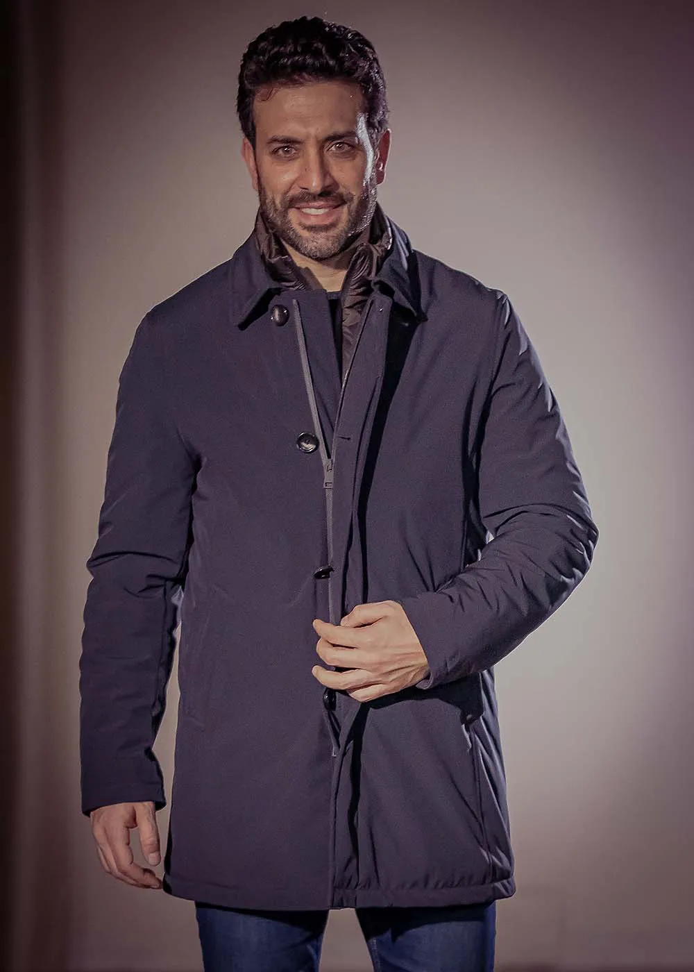 Trench impermeabile imbottito corda con pettorina anti vento staccabile