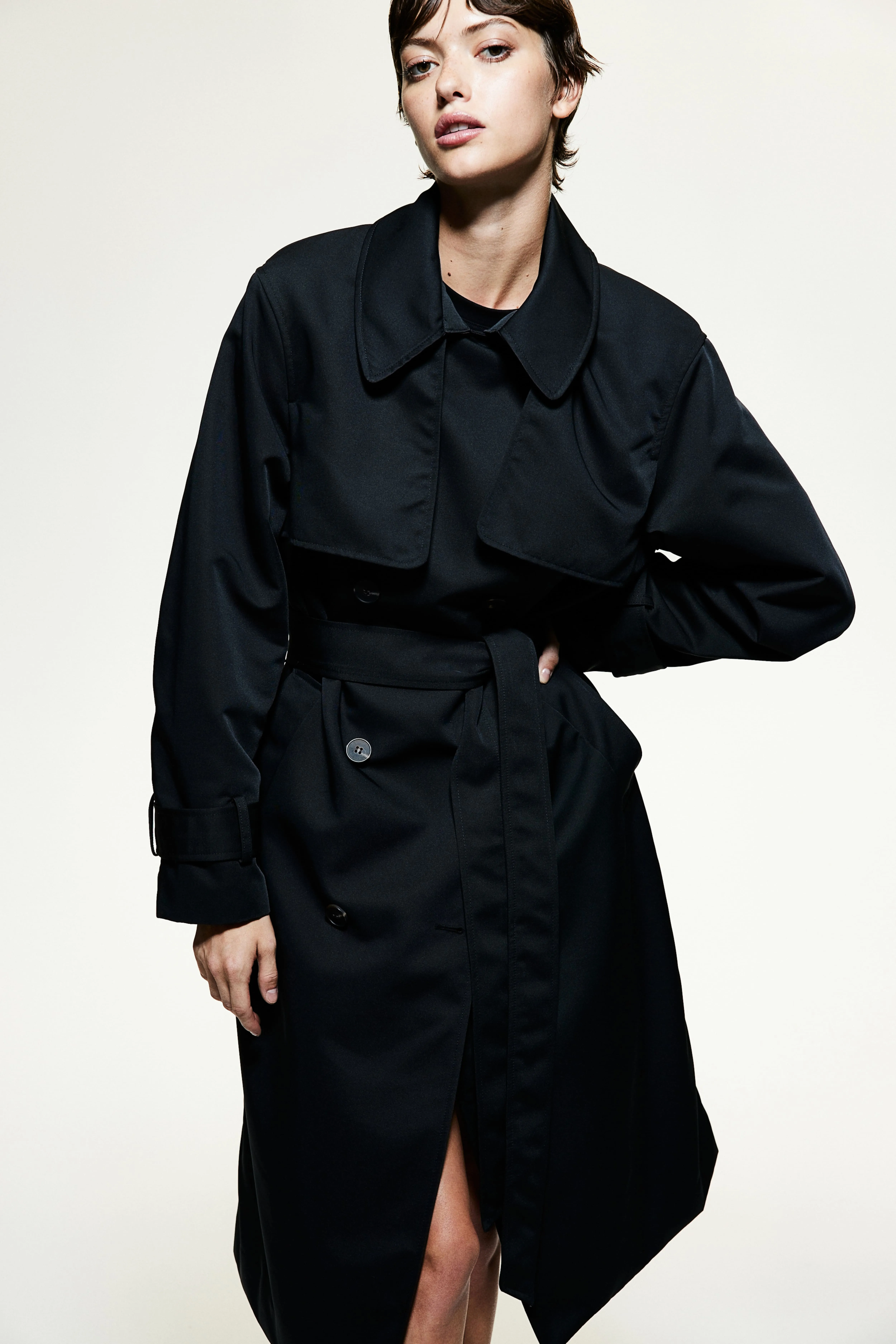 Trench in twill a doppio petto