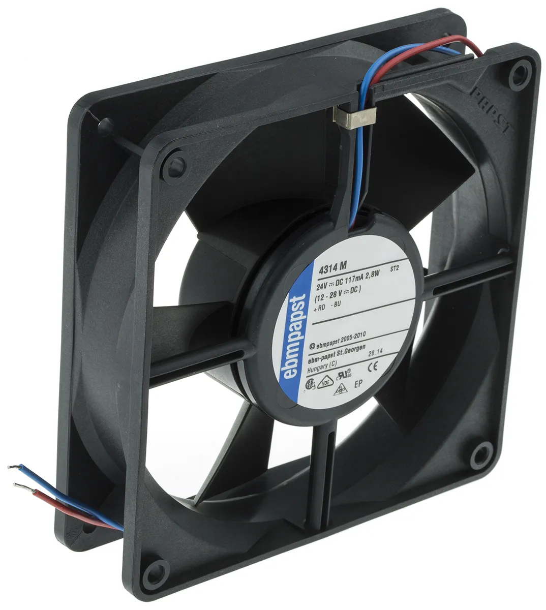 Ventola assiale in c.c. ebm-papst 4300, 140m³/h, 24 V dc, 119 x 119 x 32mm