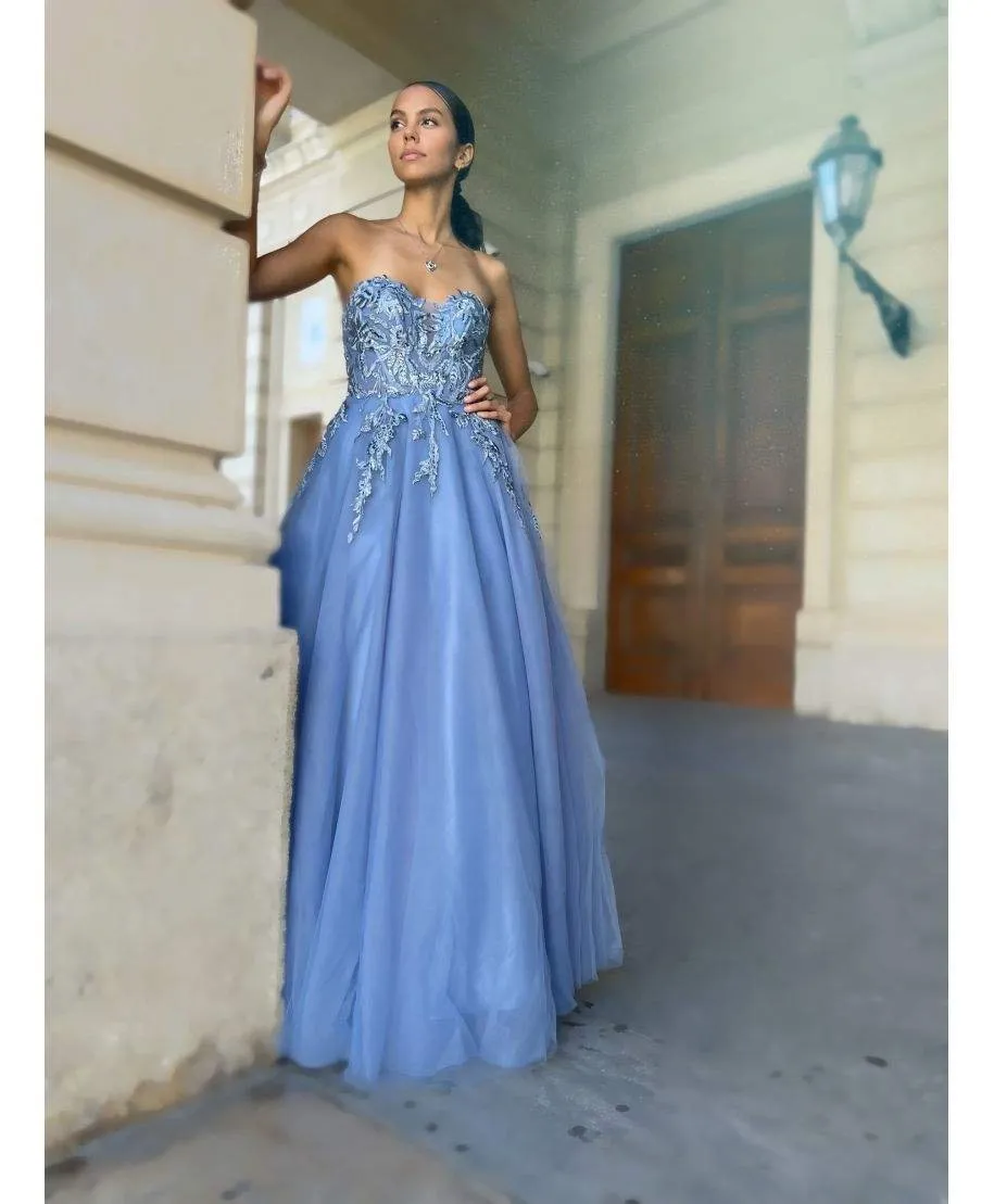 Vestito diciottesimo compleanno - Azzurro - Gonna ampia