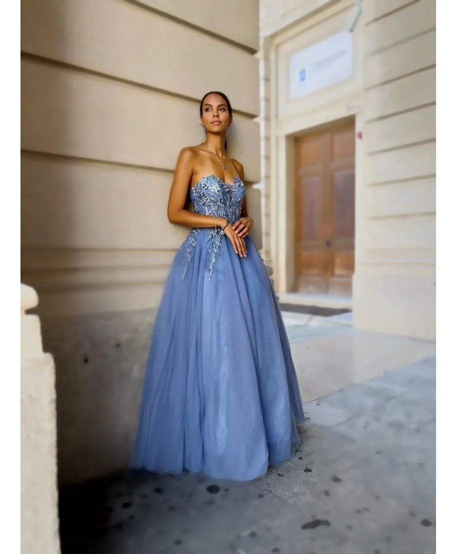 Vestito diciottesimo compleanno - Azzurro - Gonna ampia