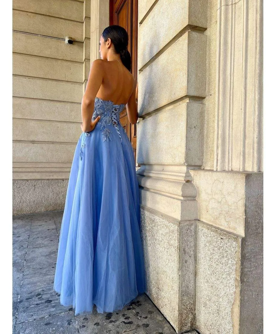 Vestito diciottesimo compleanno - Azzurro - Gonna ampia