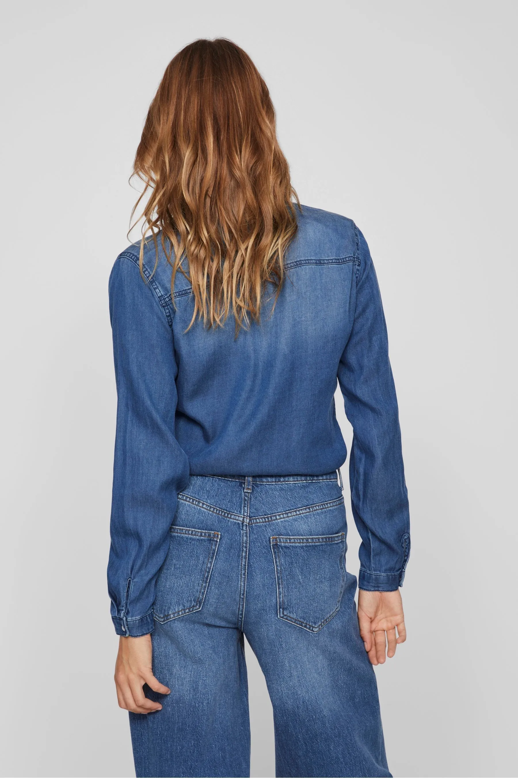 VILA - Camicia leggera con Denim tasca