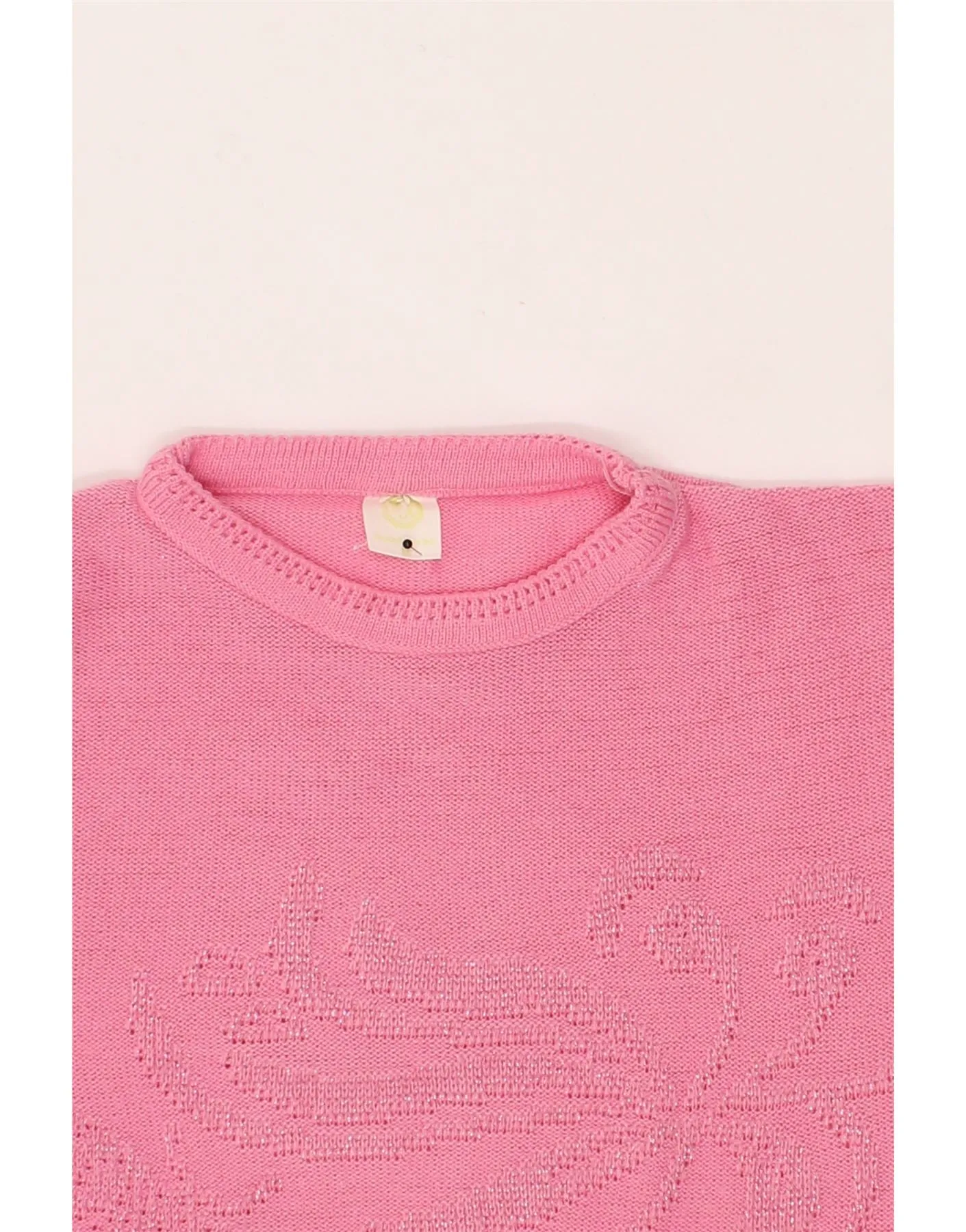 VINTAGE Womens Boat Neck Jumper Sweater UK 14 Medium Pink