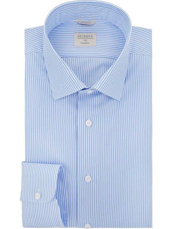White and Light Blue Striped Shirt