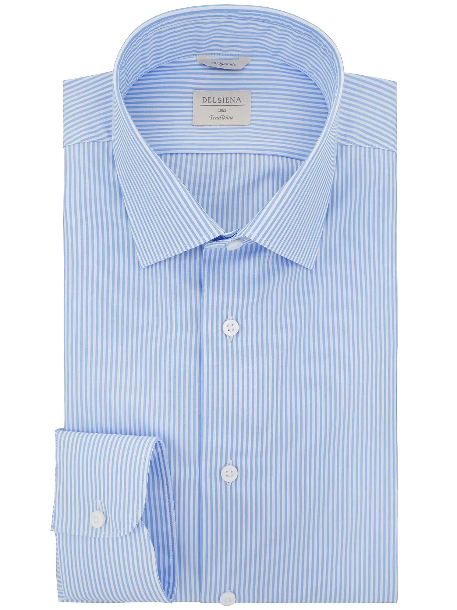 White and Light Blue Striped Shirt