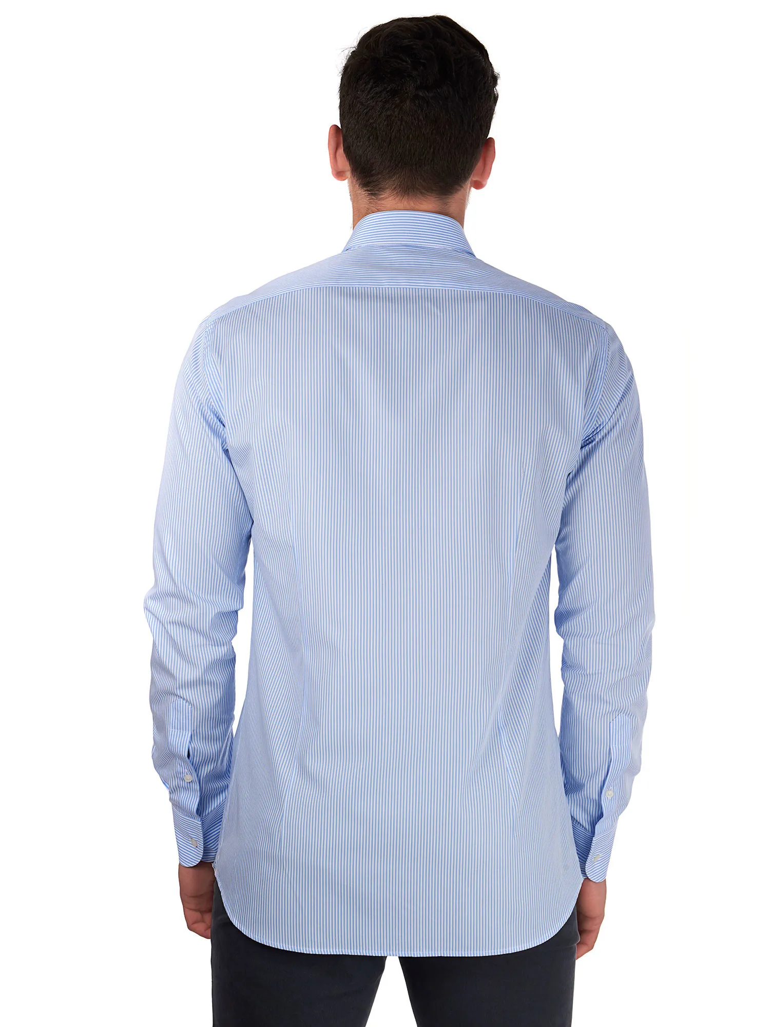 White and Light Blue Striped Shirt